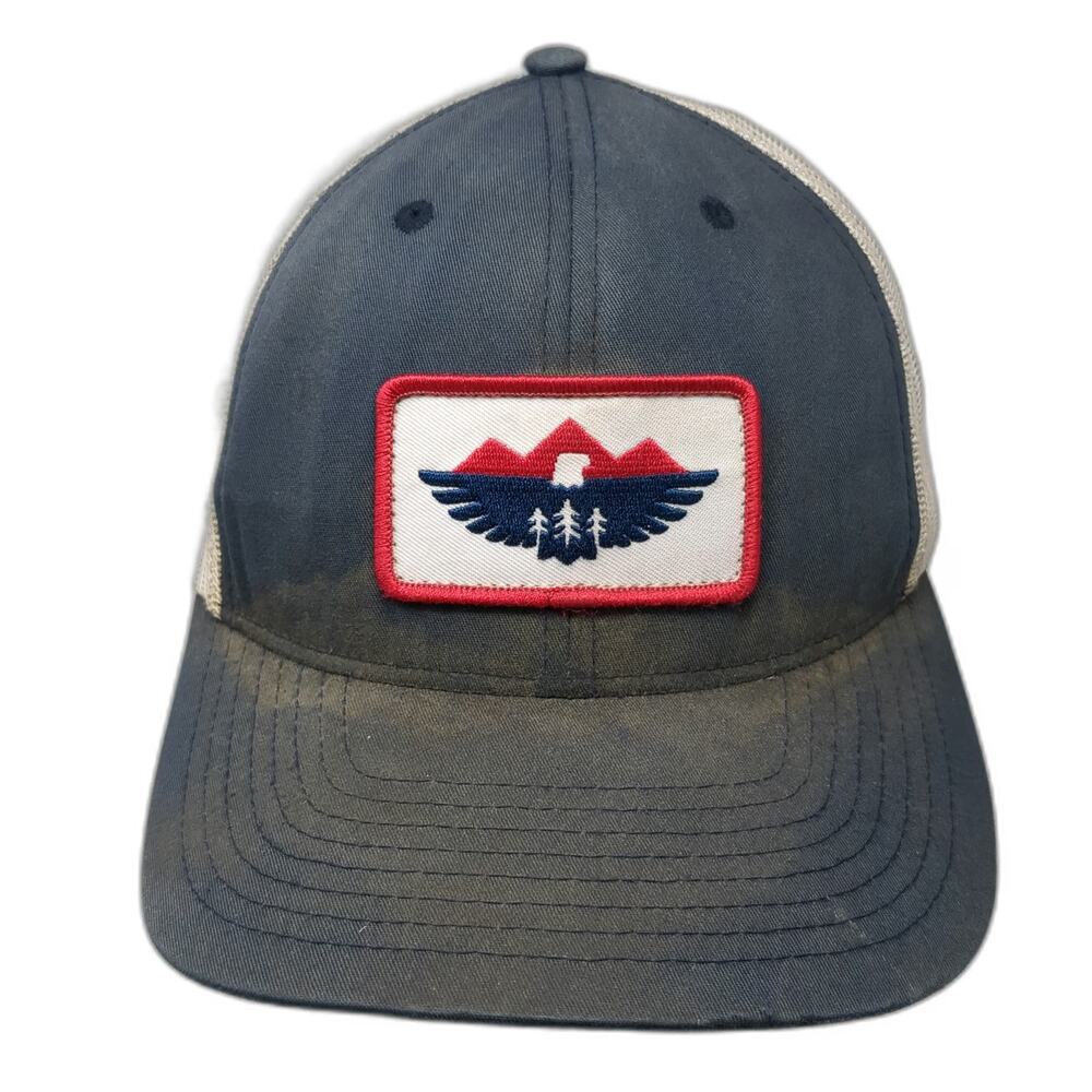 You Know Trucker Hat Blue White Red One Size Mesh Back Mountain Eagle Patch